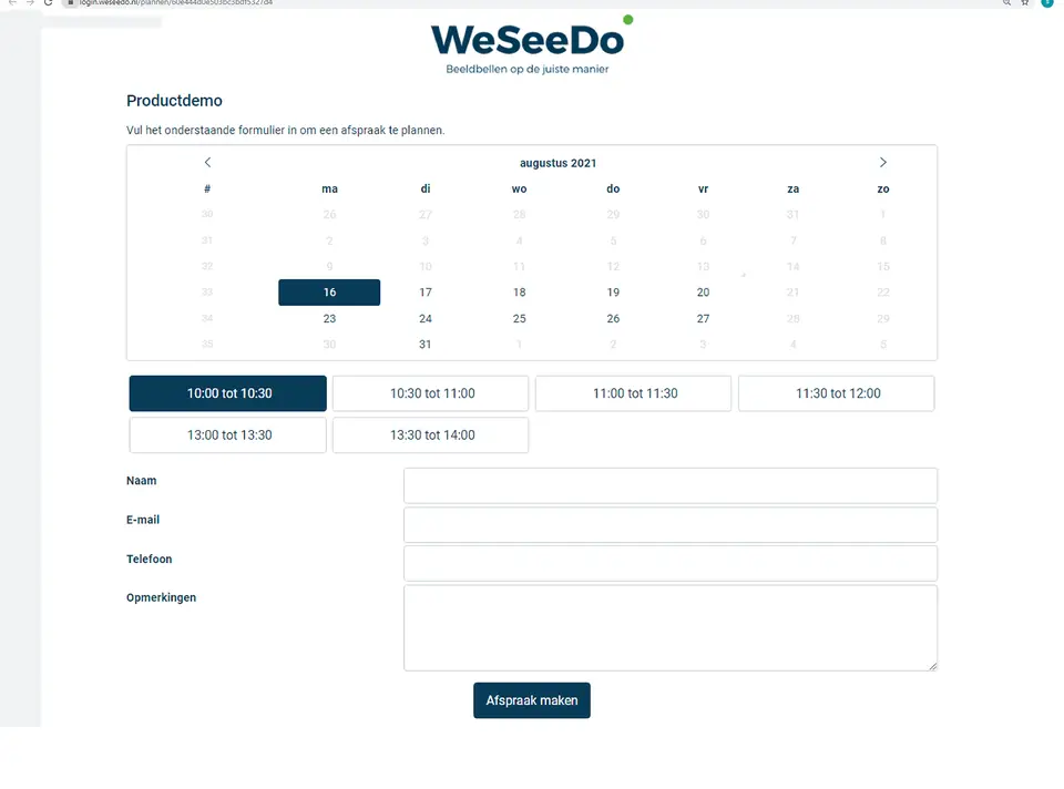 WeSeeDo afspraakmodule voor cliënten waar ze zelf afspraken inplannen