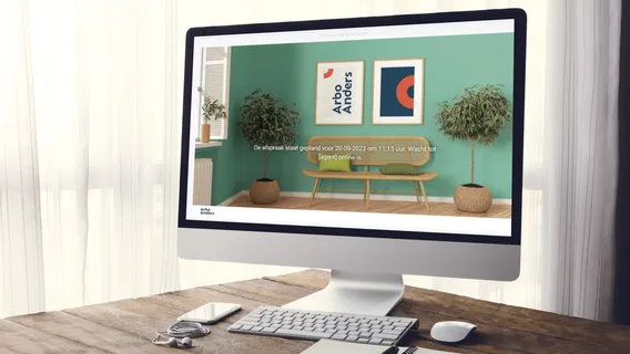 Screenshot van de wachtkamer van ArboAnders die gepersonaliseerd is