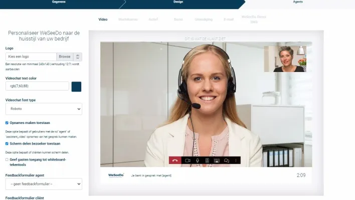 Gepersonaliseerde digitale wachtkamer in WeSeeDo met herkenbare huisstijl, voor een persoonlijke en vertrouwde beeldbelervaring.